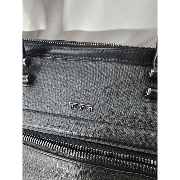 Tumi Briefcase Ashton Collins Zip Coated Canvas Textured Grey Laptop Case - Picture 6 of 15